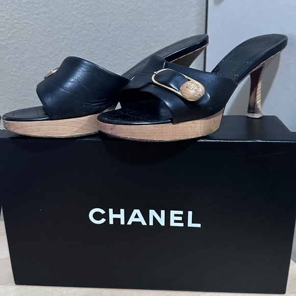 Authentic Chanel Wooden Mules with Chanel Box - Picture 4 of 13